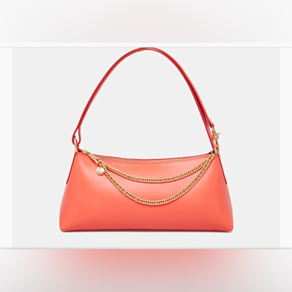 Zac Zac Posen Zip Top Shoulder Bag. Orange Blossom/Gold.